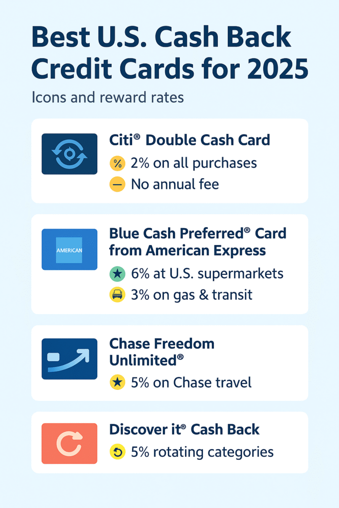 Best Cash Back Cards Infographic 2025 – Compare Rewards and Benefits